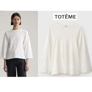 Toteme Espera Long Sleeve Tee Curved Sleeve Organic Cotton XS White